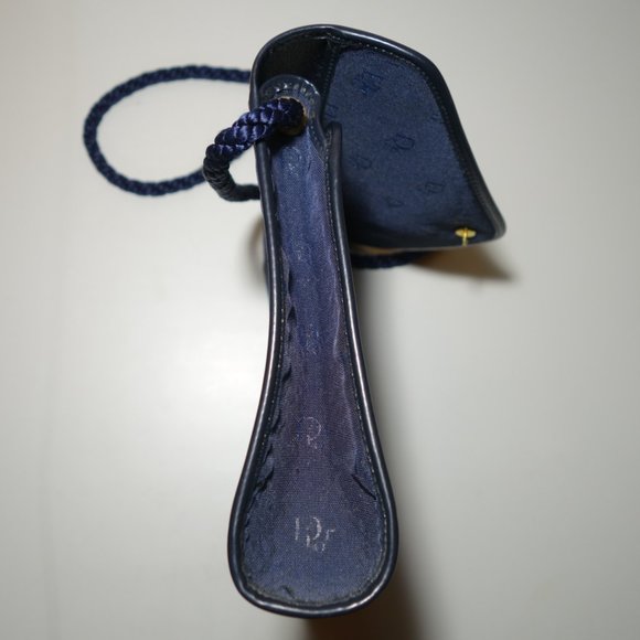 Vtg 1980's Christian Dior Navy Blue Envelope Shoulder Pocketbook Bag, Sz Medium - Picture 7 of 7